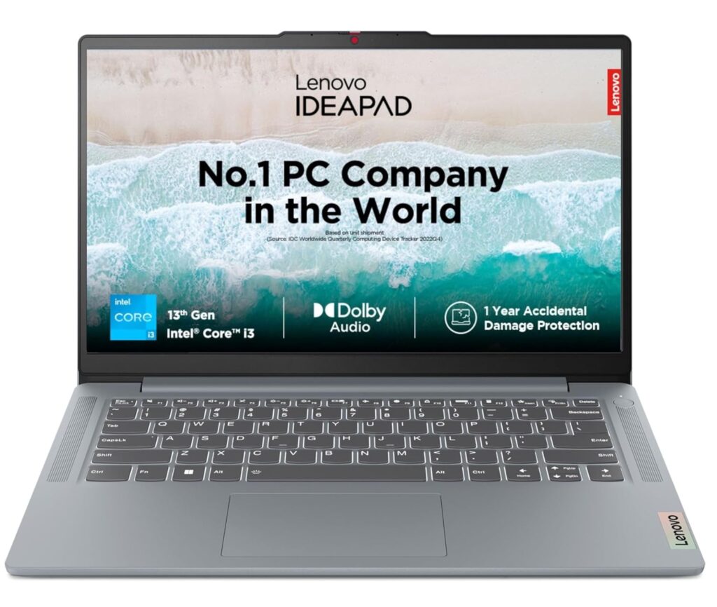 Lenovo IdeaPad Slim 3 Intel Core i3-1305U 14" (35.5cm) FHD IPS 300 Nits Thin & Light Laptop (8GB/512GB SSD/Win 11/Office 2021/Alexa Built-in/3 Month Game Pass/Arctic Grey/1.37Kg), 82X60013IN