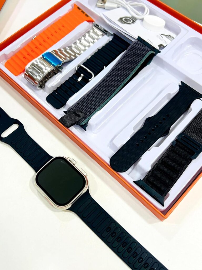 7 in 1 Ultra 2 Orange Smartwatch with Fitness Tracking, Heart Rate Monitor, Sports Modes, Call & Message Alerts, Waterproof Design, Long Battery, Stylish Unisex Wearable