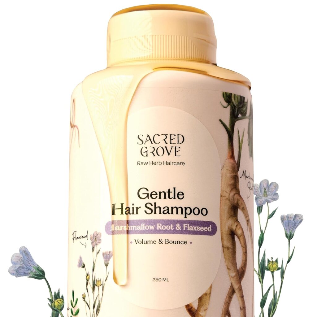 Sacred Grove Herbal Shampoo with Marshmallow Root | Natural Shampoo for frizzy and dry hair| Sulphate Free Shampoo for Gentle Hair & Natural Hairfall Control | Unisex 250ml
