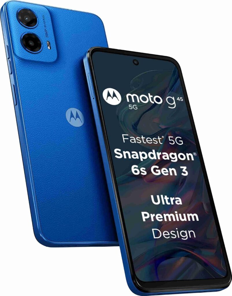 Motorola G45 5G (Brilliant Blue, 4GB RAM, 128GB Storage) | 6.5" FHD+ Display | Snapdragon 6 Gen1 Processor | 50MP Camera | 16MP Front Camera | 5000mAh Battery | 33W Charging