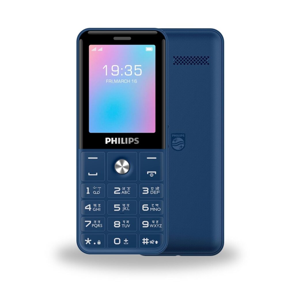 Philips All-New E2221 Sleek & Stylish |Keypad Mobile with 2.4" Screen|2500 MAH Battery | 2030mm Speaker| Wireless FM | Bright Torch| Digital Camera|Blue