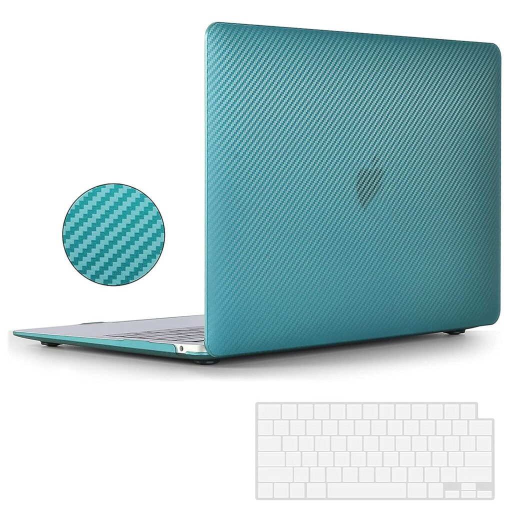 Aavjo Compatible with MacBook Air 13.6 inch Case 2025 2024 2023 2022 Release M3 A3113 M2 A2681 Chip with Liquid Retina Display & Touch ID, Carbon Fiber Texture Hard Shell Case Cover (Green)