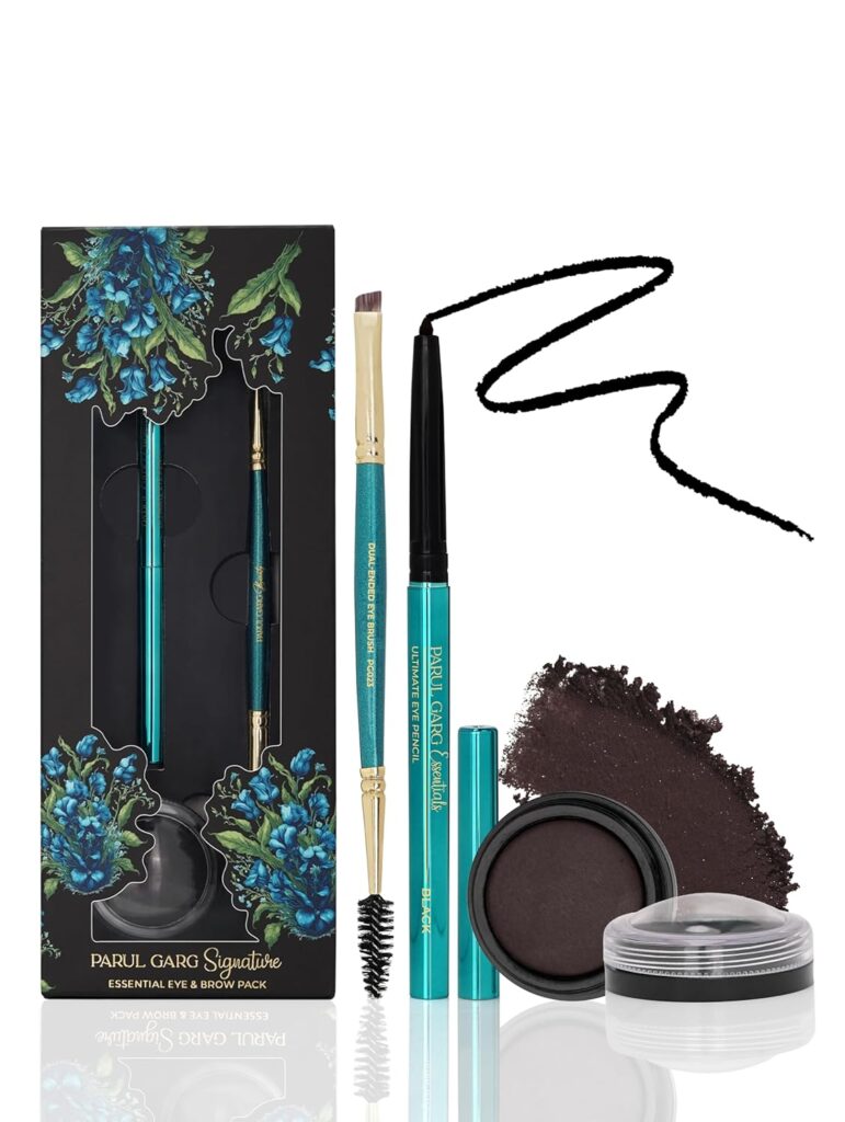 Parul Garg Beauty Signature Essential Kajal & Eyebrow Pack – 3-in-1 Long-Stay Kajal, Eyebrow Definer, Eye Brush & Shadow | Smudge-Proof & Blendable | No Smudging | Vegan & Clean Beauty | Classic Black