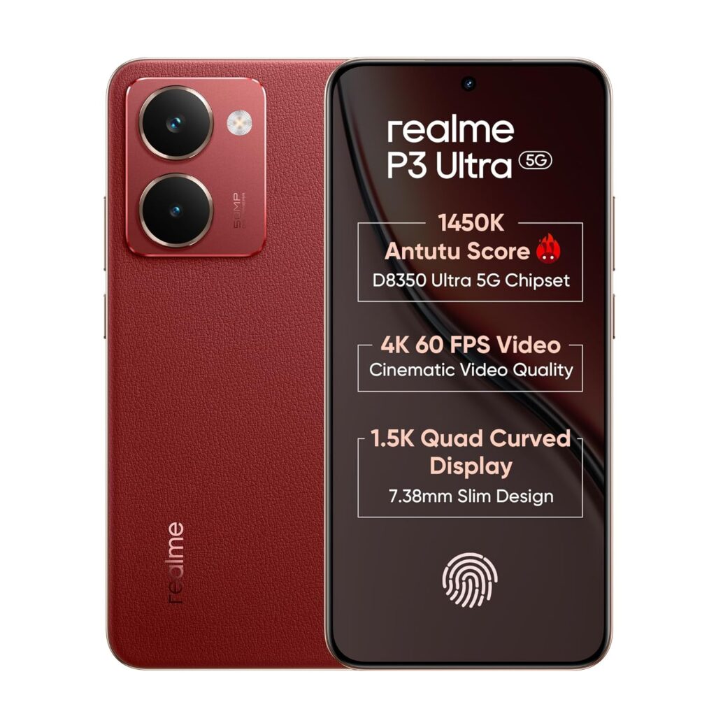 realme P3 Ultra 5G Smartphone 12+256 Red,6.83-inch Screen,20Hz Display,6000mAh Battery,80W Ultra Charge,58MP Camera,MediaTek Dimensity 8350 Ultra,IP69
