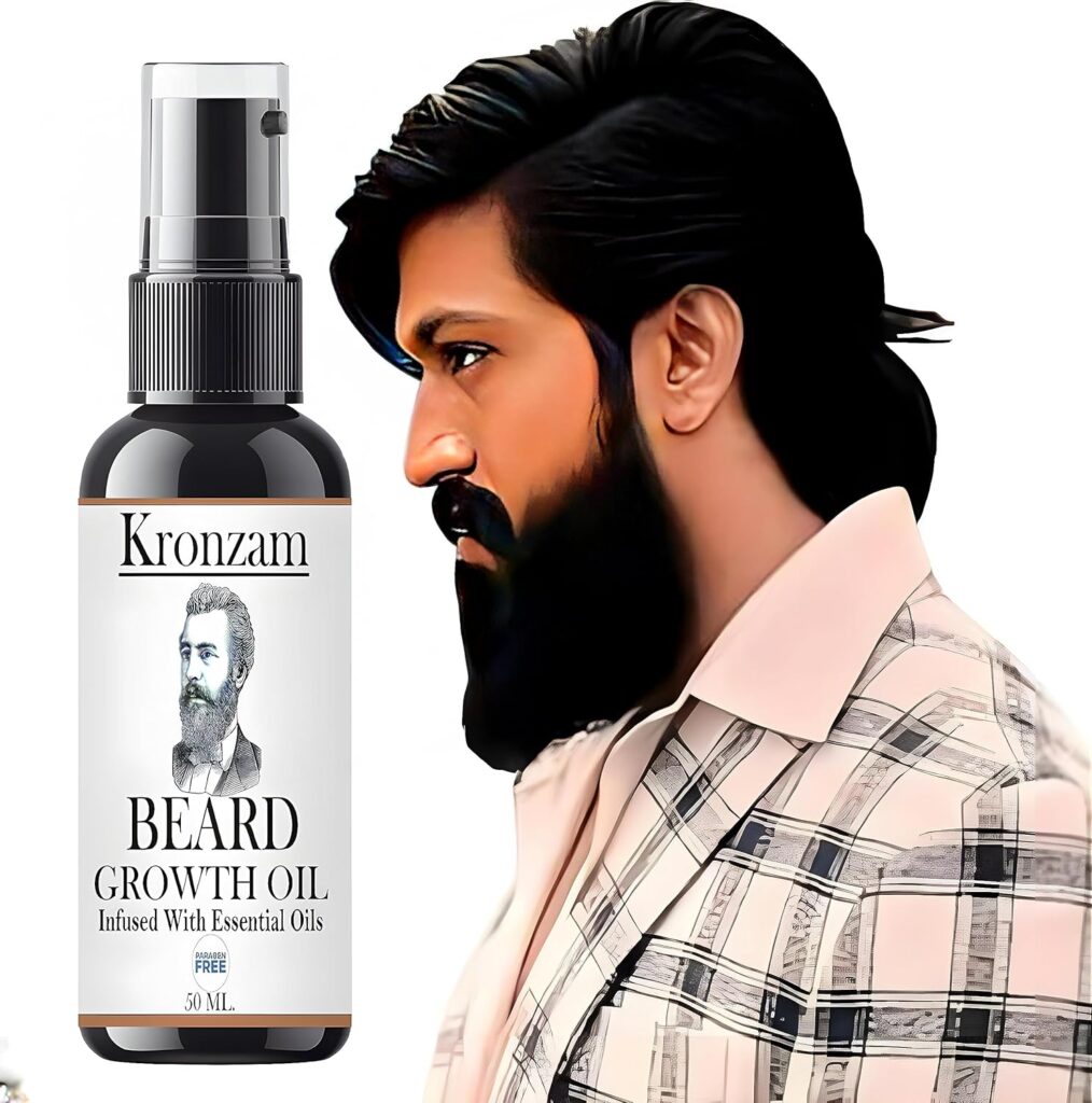 Beard Oil for Growing Beard Faster with Almond & Thyme, 100% NATURAL, Best Beard Growth Oil for Men, Nourishes & Strengthens Uneven Patchy Beard -50 ml.