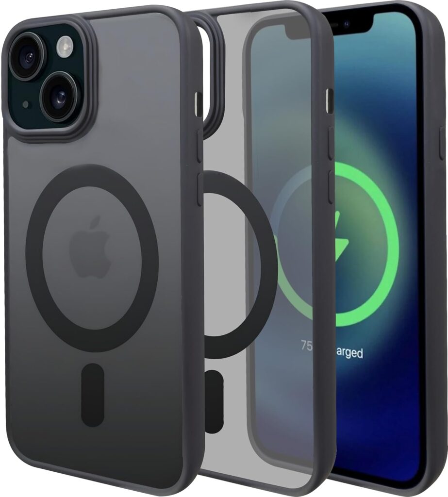 A rtistque Translucent Matte Hard Back Cover for iPhone 14 Plus Compatible with Mag-Safe| TPU | Case for iPhone 14 Plus | Shockproof TPU Protective Design - Black