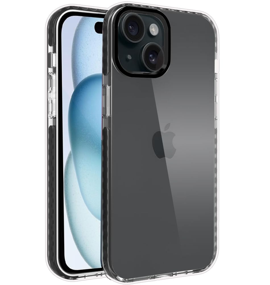 A rtistque Ultra Stylish Back Cover Case for iPhone 15 Plus | Premium Shockproof TPU | Protective Design | iPhone 15 Plus Bumper Back Cover - Black,Transparent