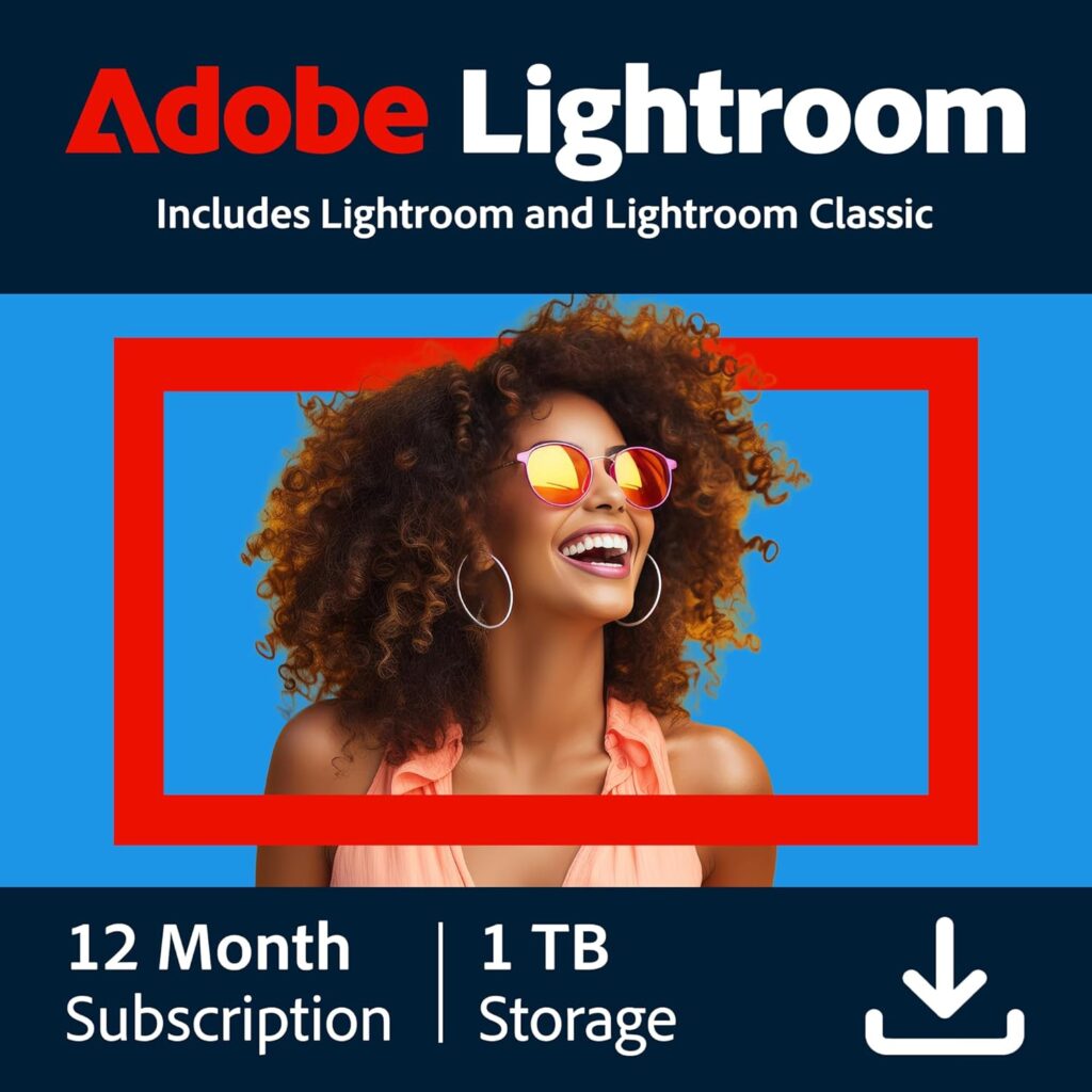 Adobe Lightroom with Lightroom Classic 1 TB | AI-assisted photo editor | 12-Month Subscription | PC/Mac | Email Delivery
