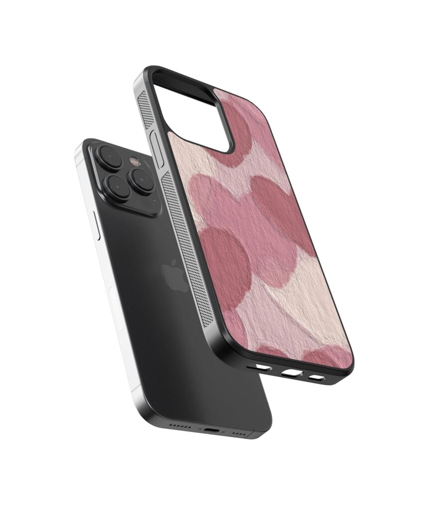 Aluminium 2D TPU Shockproof Custom Back Cover Case Compatible with iPhone 14 pro/ 14 pro max/ 14 Plus/ 14 Compatible with Magnet Safe Charging | Hard Mobile Cover - Pink Hearts Aesthetic Case