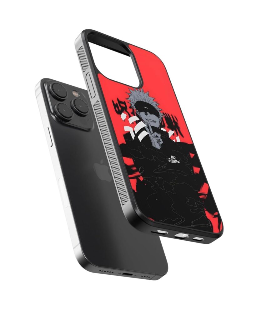 Aluminium Back 2D TPU Shockproof Custom Back Cover Phone Case Compatible with iPhone 15/15 Plus/ 15 pro/ 15 pro max Supports Magnet Safe Charging | Mobile Cover - Blindfold Hero Anime Cover