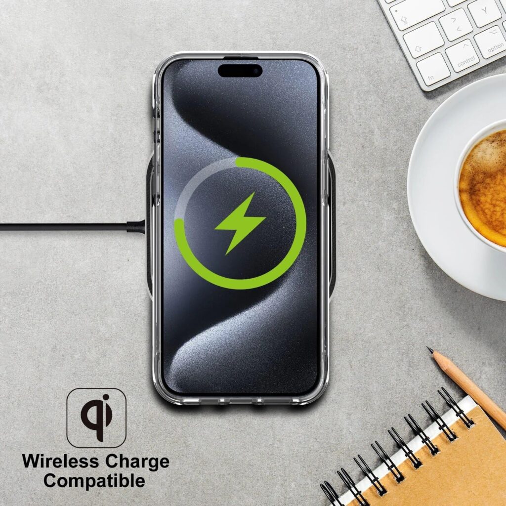 Amazon Basics Transparent Hard Back Soft Side Bumper Case Cover for Apple iPhone 15 Plus