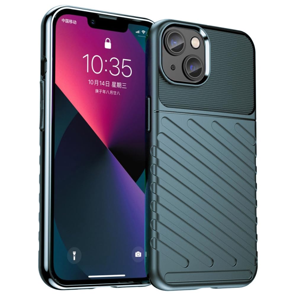 Amazon Brand- Solimo Basic Case for Apple iPhone 14 (Carbon Fiber_Green)