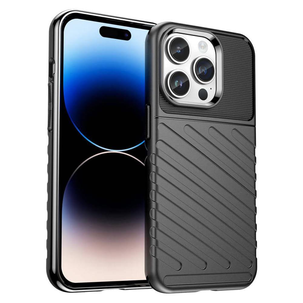 Amazon Brand- Solimo Basic Case for Apple iPhone 14 Pro (Carbon Fiber_Black)