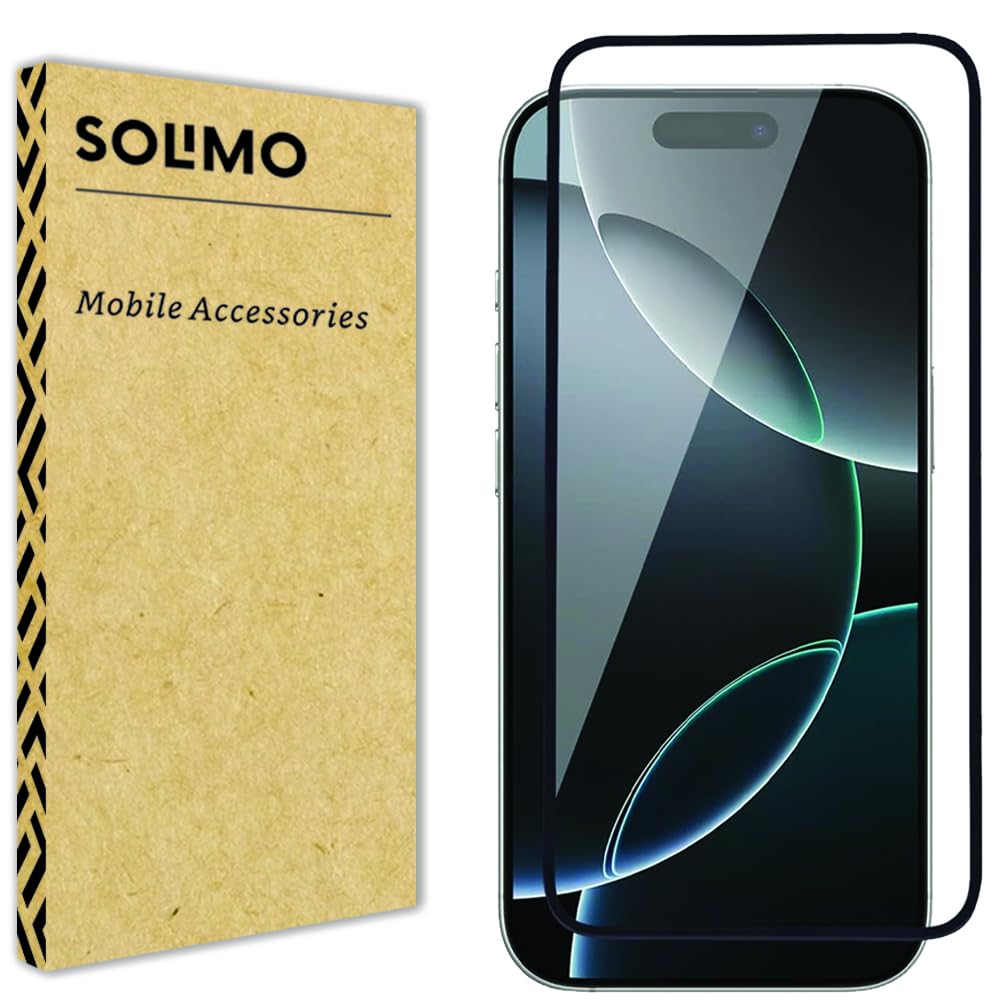 Amazon Brand - Solimo Edge-to-Edge Protector Tempered Glass Screen Protector for iPhone 16 Pro (6.3 Inch) Clear