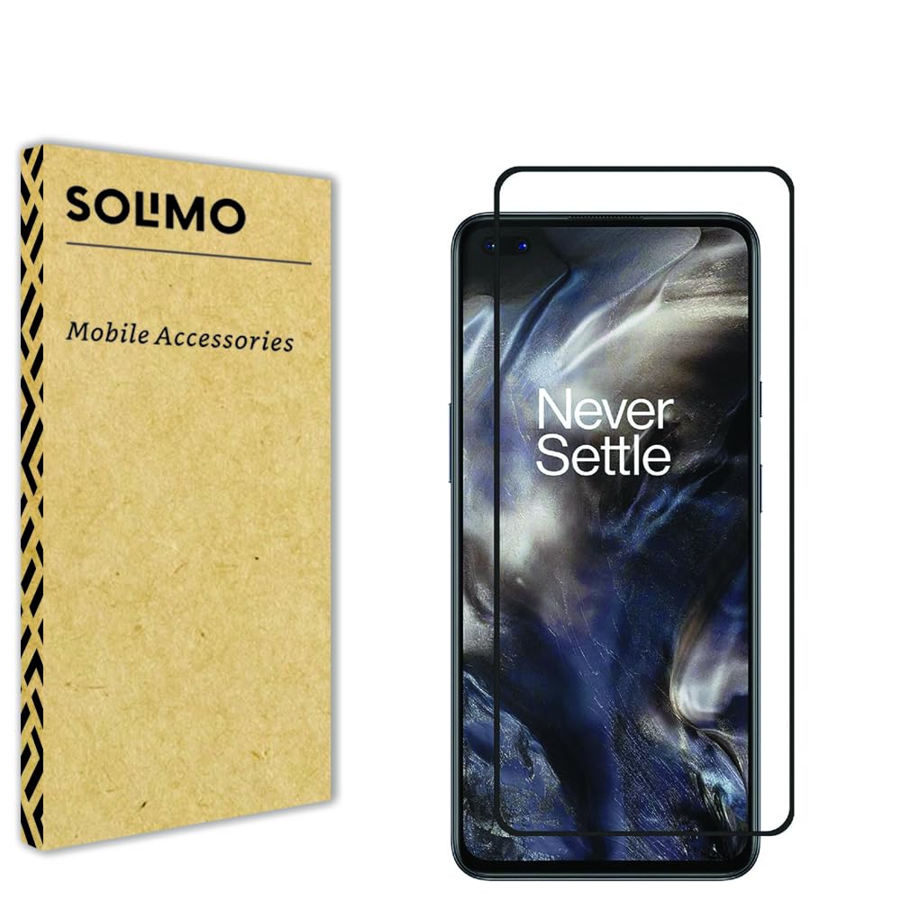 Amazon Brand - Solimo Edge-to-Edge Tempered Glass Screen Protector for OnePlus Nord | Easy Installation Kit (Black)