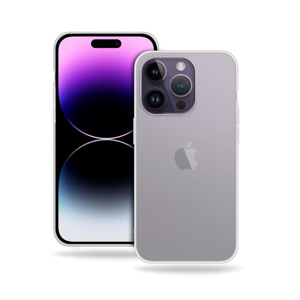 Amazon Brand - Solimo Frosted | Translucent | Ultra Thin | Flexible | Anti Scratch | Slim Fit | Soft Back Cover for Apple iPhone 14 Pro Max - Frosted White