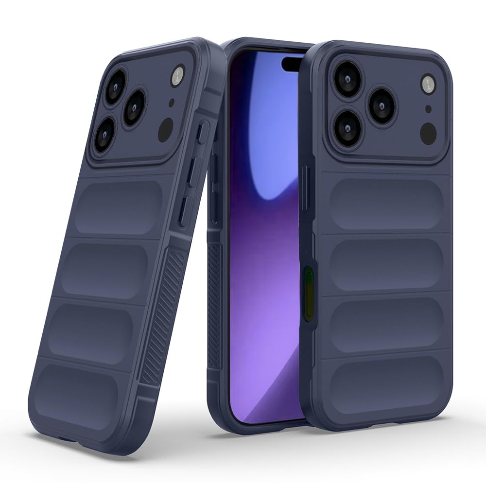 Amazon Brand-Solimo Mobile Cover for Apple iPhone 17 Pro Max | Full Camera Protection | Liquid Silicon Case | Flexible Bumper Case for Apple iPhone 17 Pro Max (Dark Blue)