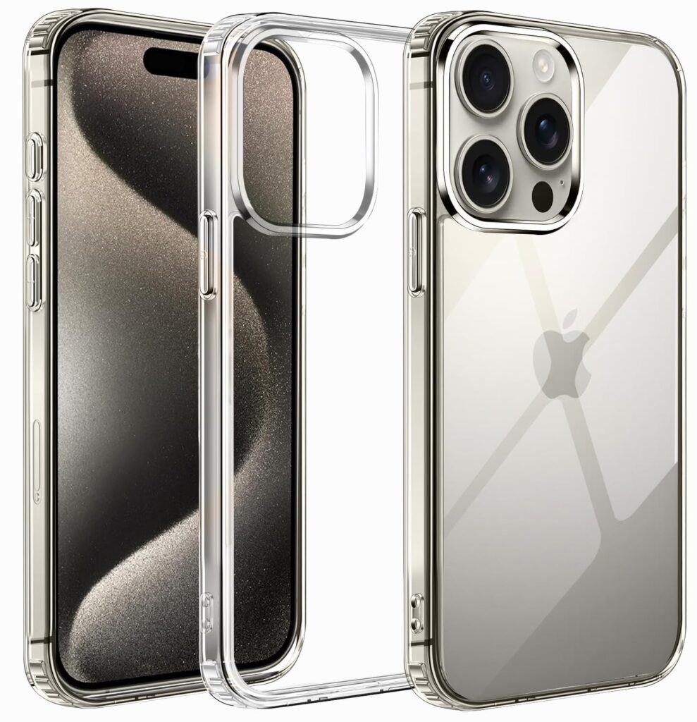 Amazon Brand - Solimo Ultra Hybrid Clear Camera Protection Back Cover Case for iPhone 15 Pro Max - (Transparent)