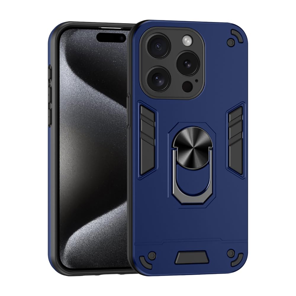 Armor Apple iPhone 15 Pro Defender Case | Rotating Ring Holder & Kickstand in-Built | Military Grade Armor | 360 Degree Protection Back Cover for Apple iPhone 15 Pro (Blue)