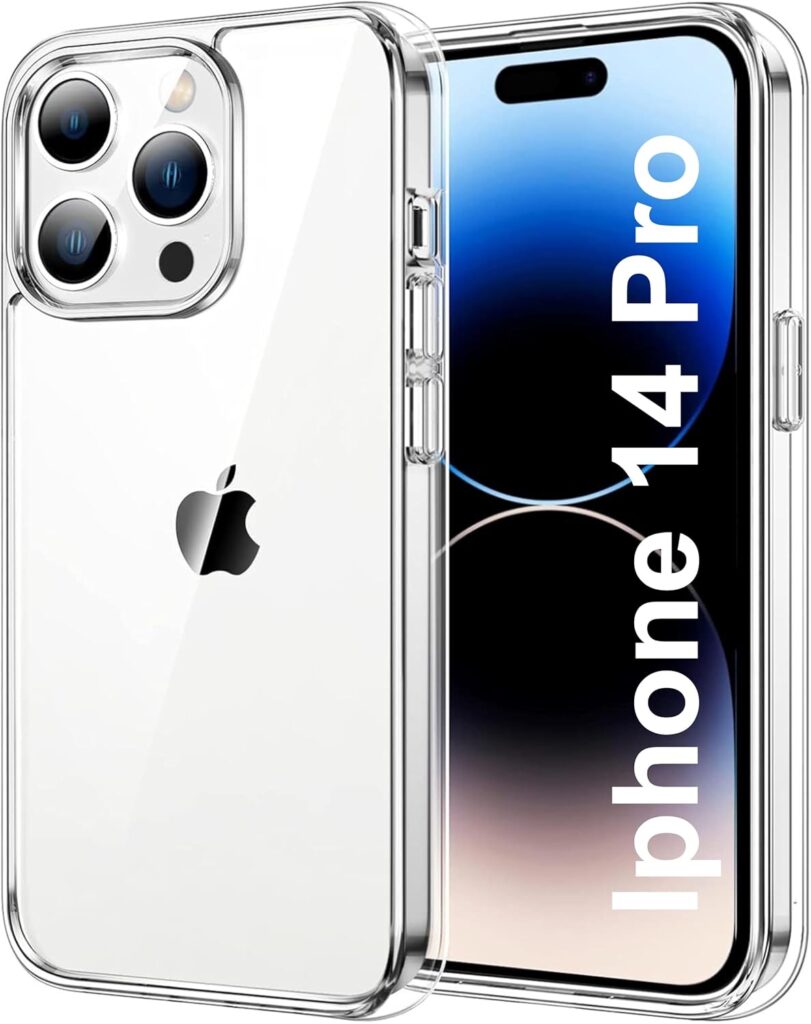 Back Cover Case for Apple iPhone 14 Pro Transparent TPU with Camera Protection, Shockproof, Anti-Yellowing, Scratch-Resistant, Wireless Charging Compatible for (iPhone 14 Pro Transparent)