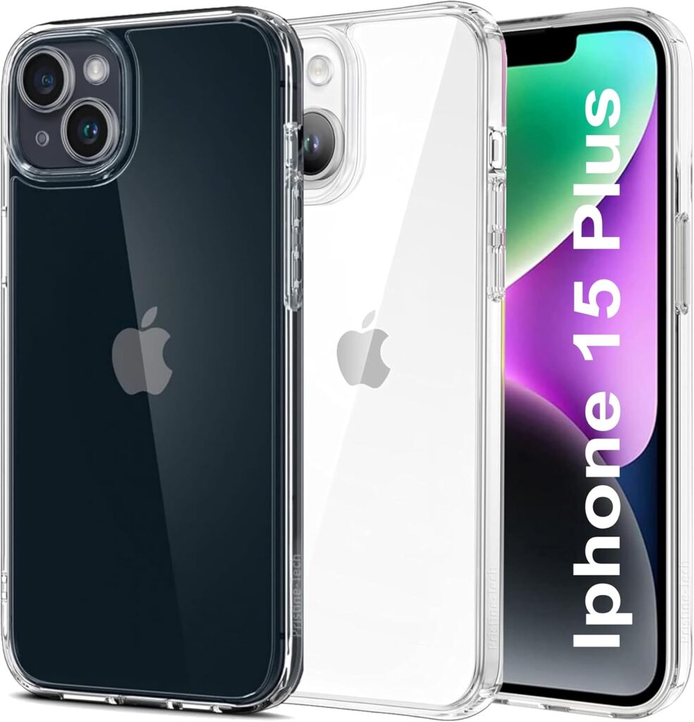 Back Cover Case for Apple iPhone 15 Plus Transparent TPU with Camera Protection, Shockproof, Anti-Yellowing, Scratch-Resistant, Wireless Charging Compatible for (iPhone 15 Plus Transparent)