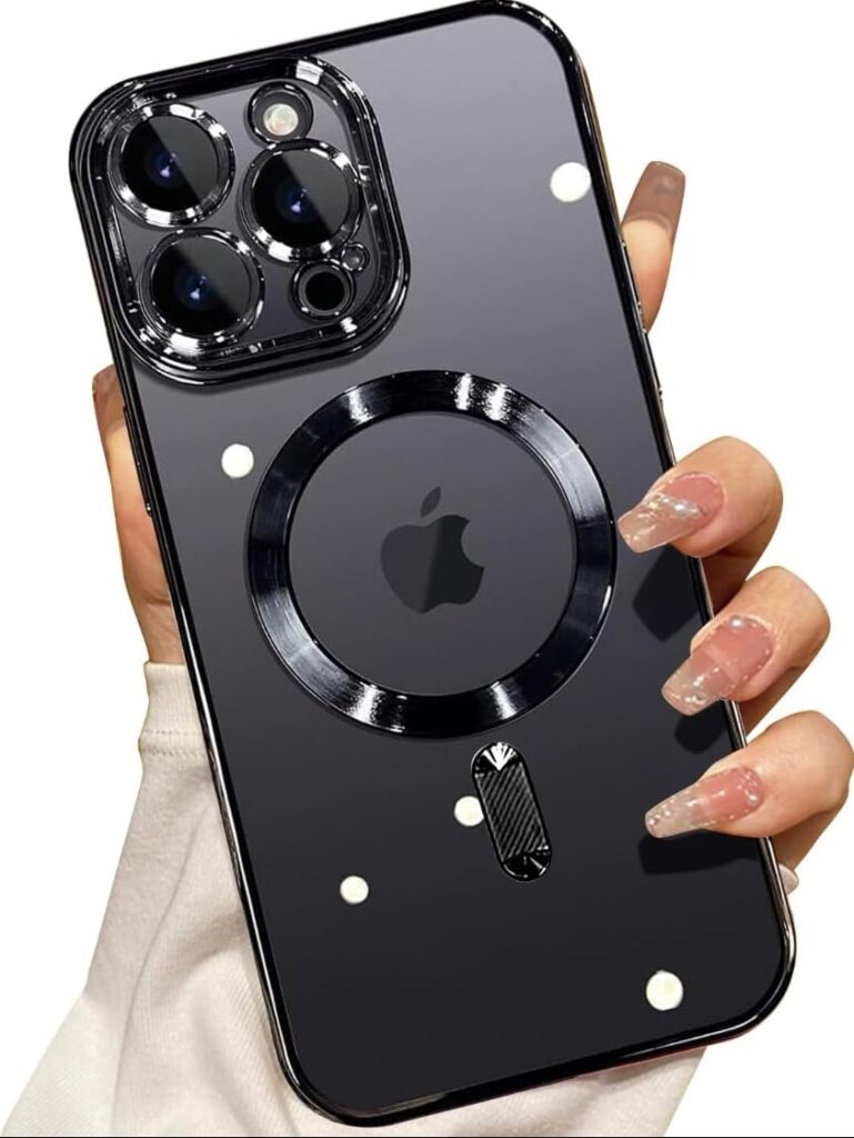 Back Cover Case for iPhone 15 Plus Shockproof Protective Mag-Safe Plating Camera Protection Case(Black)