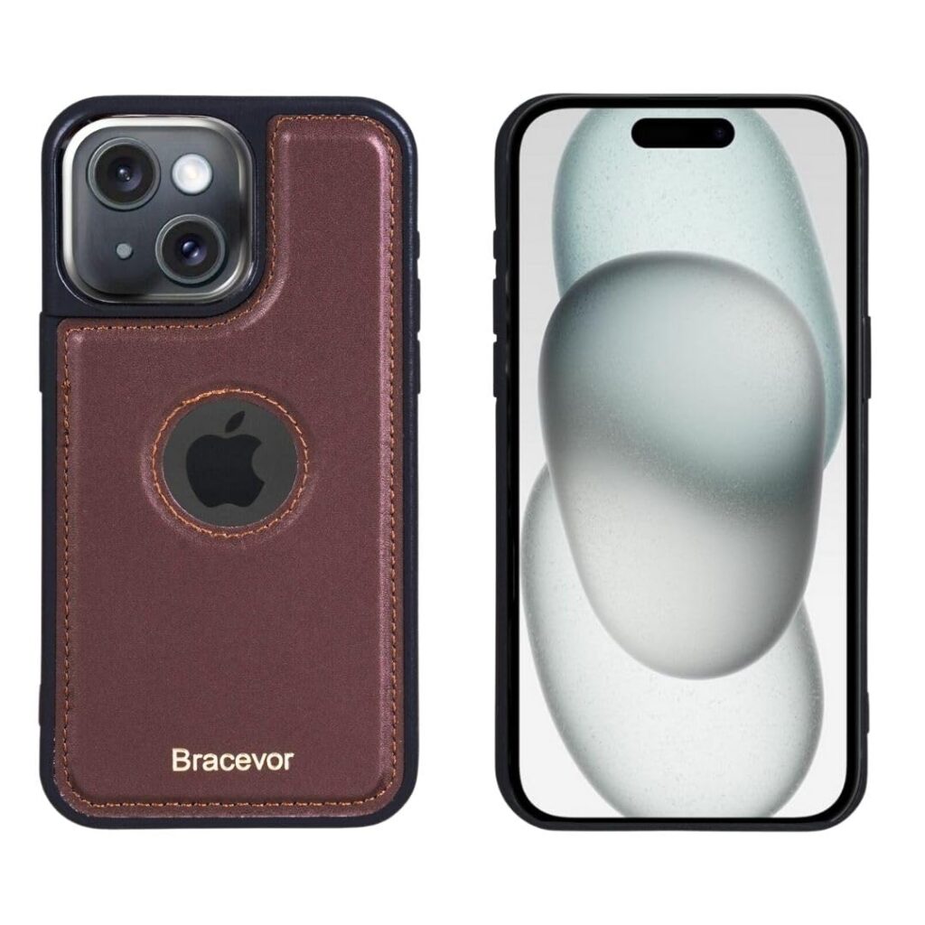 Bracevor Premium Leather Back Cover case for Apple iPhone 15 Plus - Dark Brown
