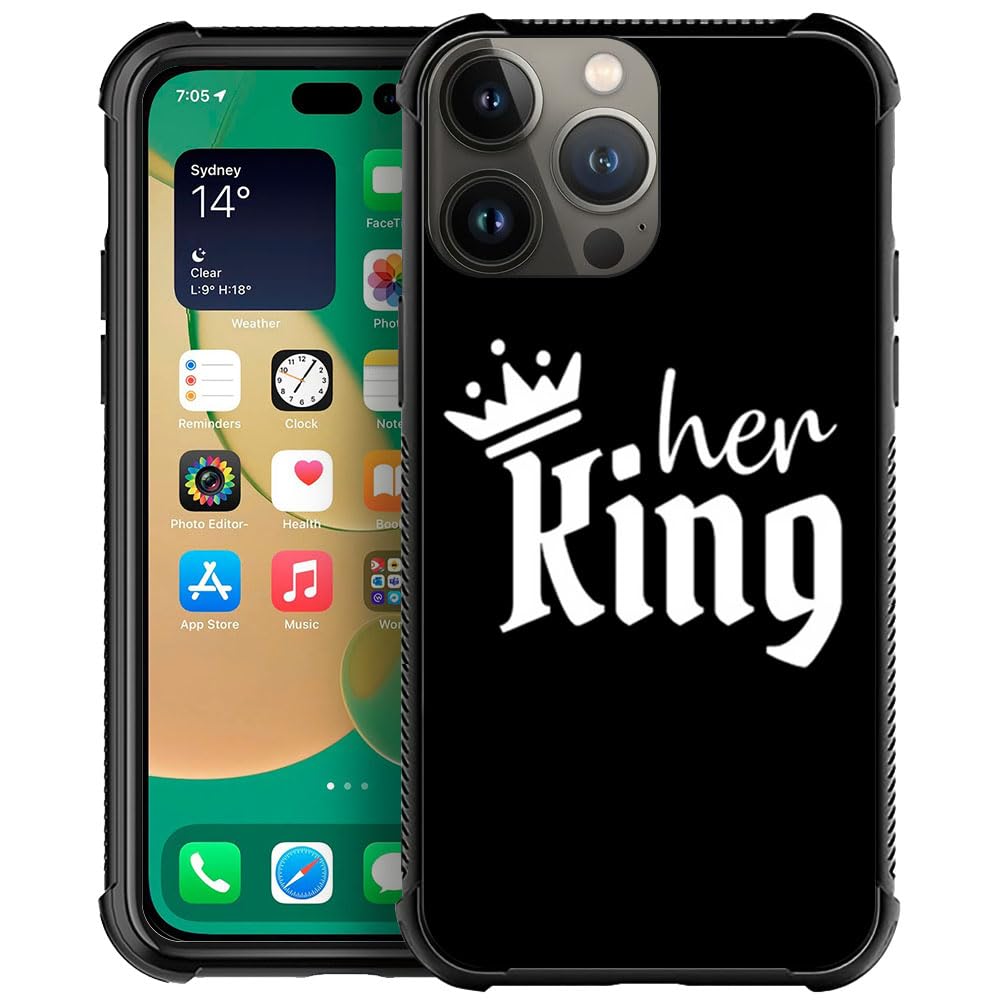 CARLOCA Compatible with iPhone 15 Pro Max Case,Couple Her King Pattern iPhone 15 Pro Max Cases,Ultra Protection Shockproof Soft Silicone TPU Non-Slip Back for iPhone 15 Pro Max