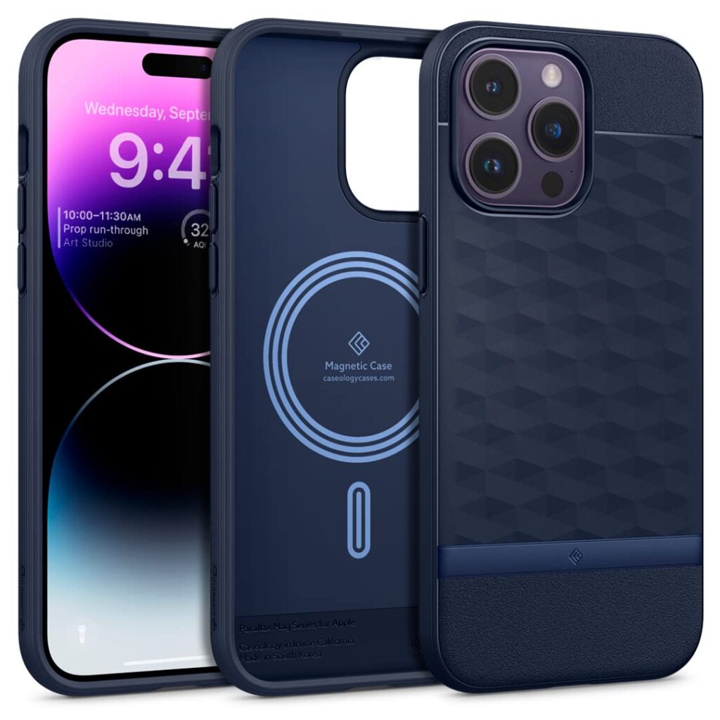 CASEOLOGY by Spigen Parallax Mag Back Cover Case Compatible For iPhone 14 Pro Max (TPU and Polycarbonate|Midnight Blue)