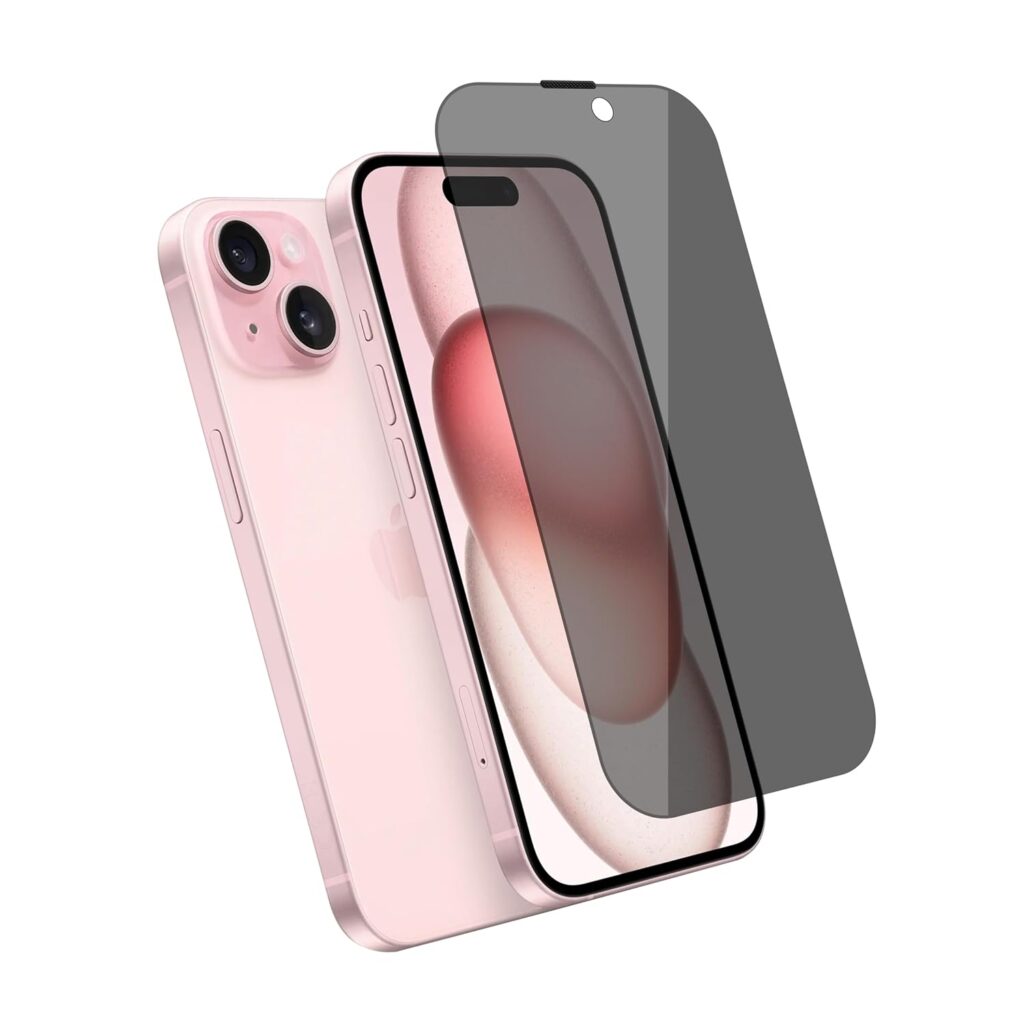 CEDO Privacy Tempered Glass for iPhone 15 | Anti-Spy Screen Protector Full HD Quality Tempered Glass Edge to Edge Coverage with Easy Installation Kit (Black)