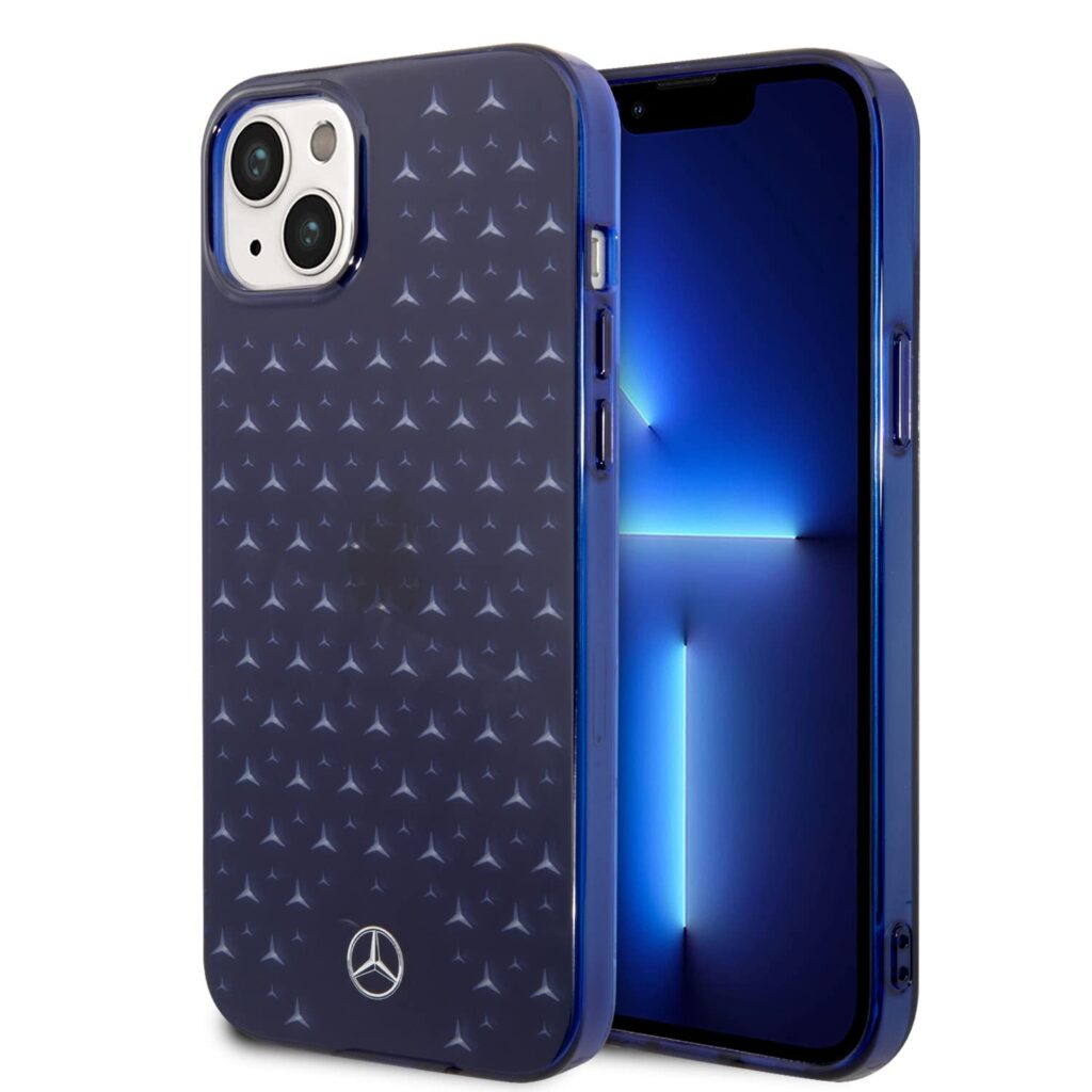 CG MOBILE Mercedes-Benz Phone Case [Official Licensed] Transparent Star Pattern Protective Case/Cover Compatible with iPhone 14 Plus (6.7-Inch) 2022 - Blue