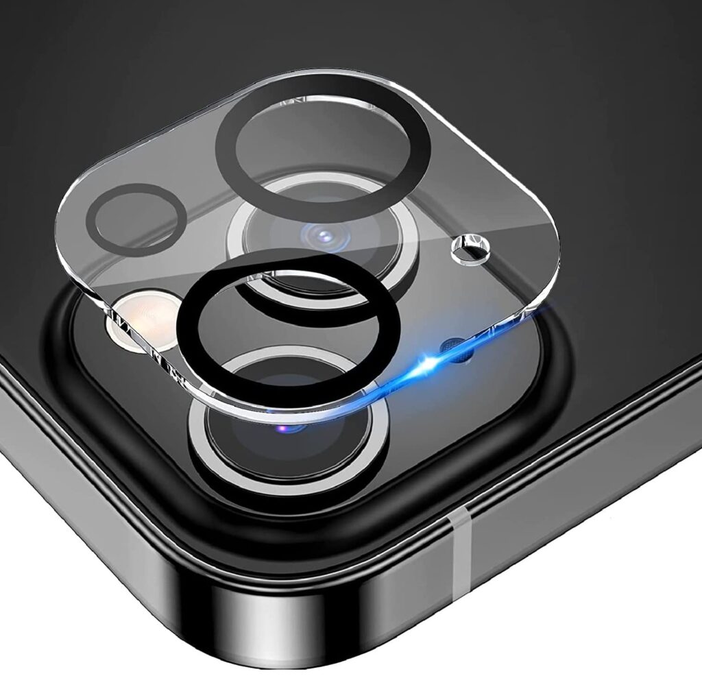 Camera Lens Protector Compatible with iPhone 14 / iPhone 14 Plus, 9H Tempered Glass Camera Lens Protection Cover, Ultra HD Transparent, Anti-Scratch, Anti-Fingerprint, Case Friendly Easy Installation"