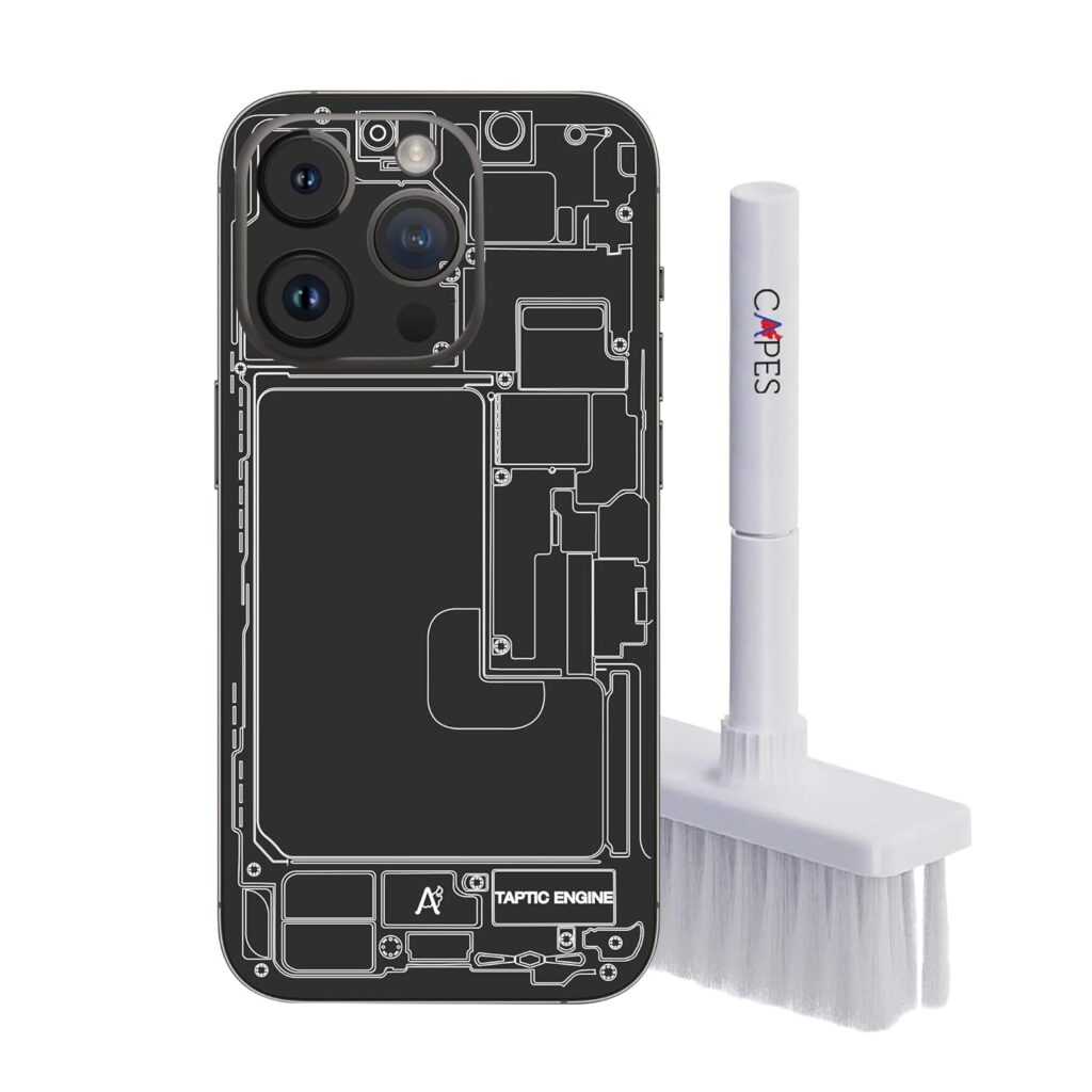 Capes India Mobile Phone Skins Compatible with Apple iPhone 14 Pro Max | Not a Cover/Case | Protective Film Vinyl Sticker (Teardown Black, Full Body Skin + Tech Cleaner)