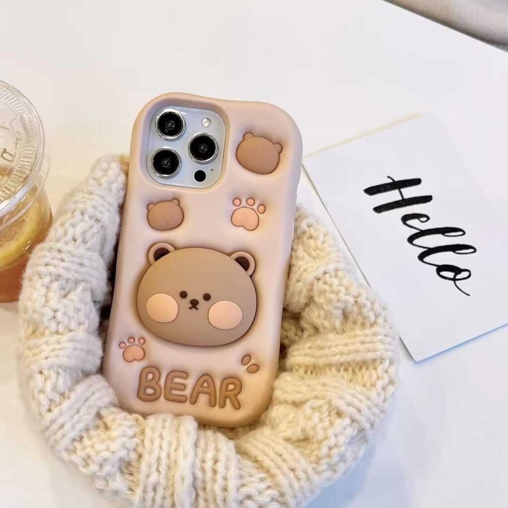 Case Creation for iPhone 14 Pro Max Teddy Bear 3D Cartoon Cute Case,Full Protective Bear Love Graphic Back Case with Holder Soft Silicone Cutest Fashion Aesthetic Cover for Apple iPhone 14 Pro Max