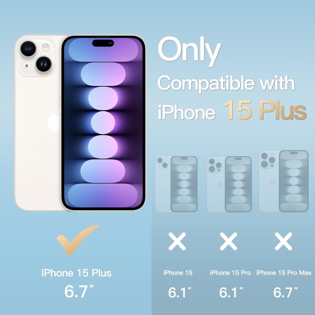 Casodon for iPhone 15 Plus Case Clear, Slim Shockproof Phone Cases Covers for iPhone 15 Plus - Transparent