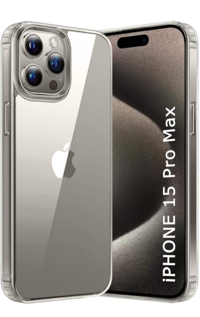 Clear Protective Case for iPhone 15 Pro Max, Transparent TPU Cover with Camera Protection