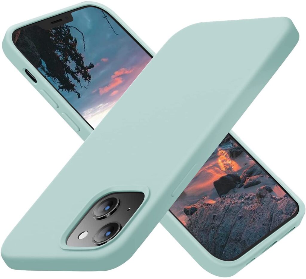 Compatible with iPhone 14 Silicone Case, Slim Shockproof Protective Cover, Drop Protection and Camera Protection, MagSafe Compatible, Soft Microfiber Lining Inside (Seafoam)