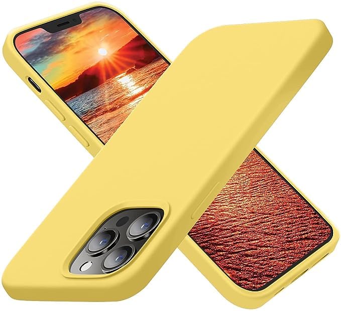 Compatible with iPhone 15 Pro Max Silicone Case, Slim Shockproof Protective Cover, Drop Protection and Camera Protection, MagSafe Compatible, Soft Microfiber Lining Inside (Yellow)
