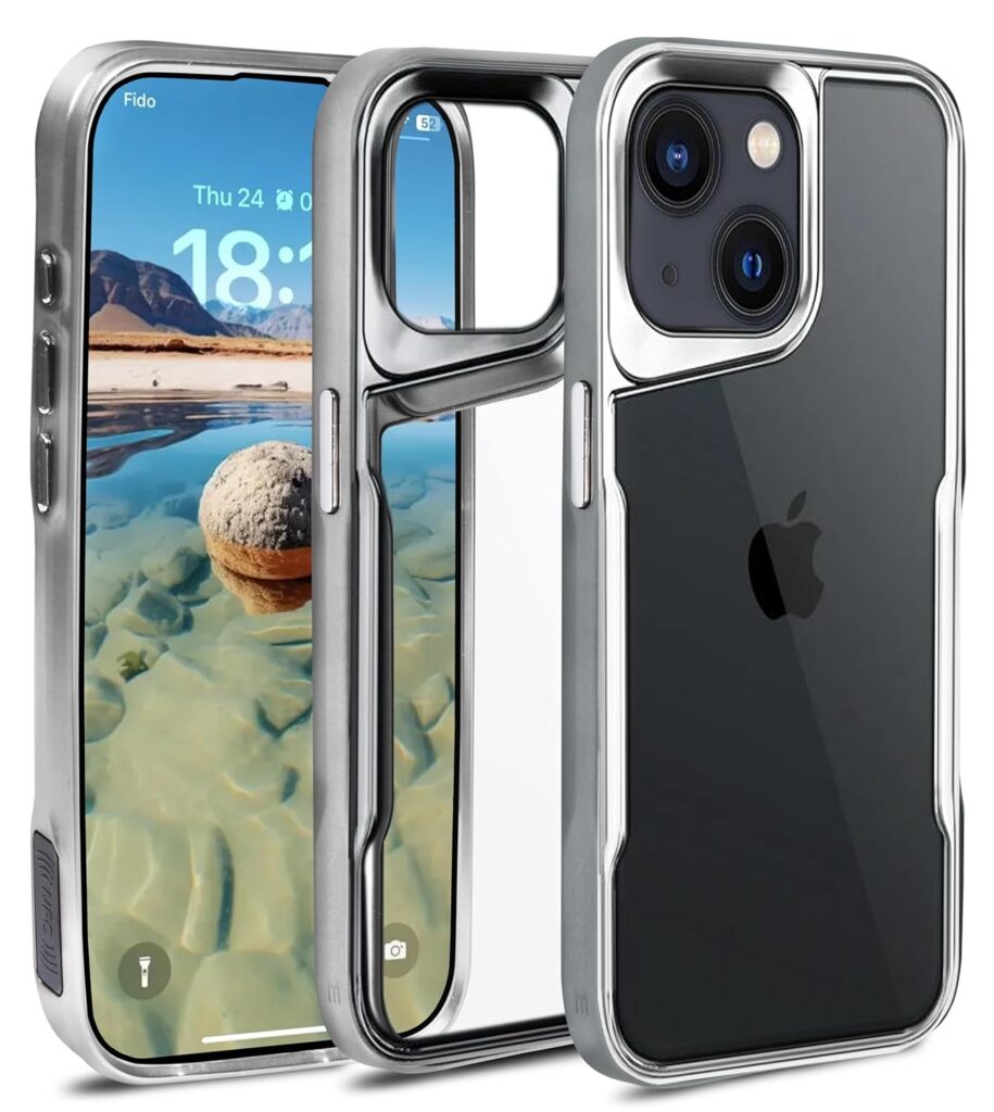 CoversKART Ultra-Hybrid Crystal Clear Back Cover Case for iPhone 14 Plus | Camera Protection Bumps | Shockproof Design | Electroplated Soft Frame (TPU + Poly Carbonate | Silver)