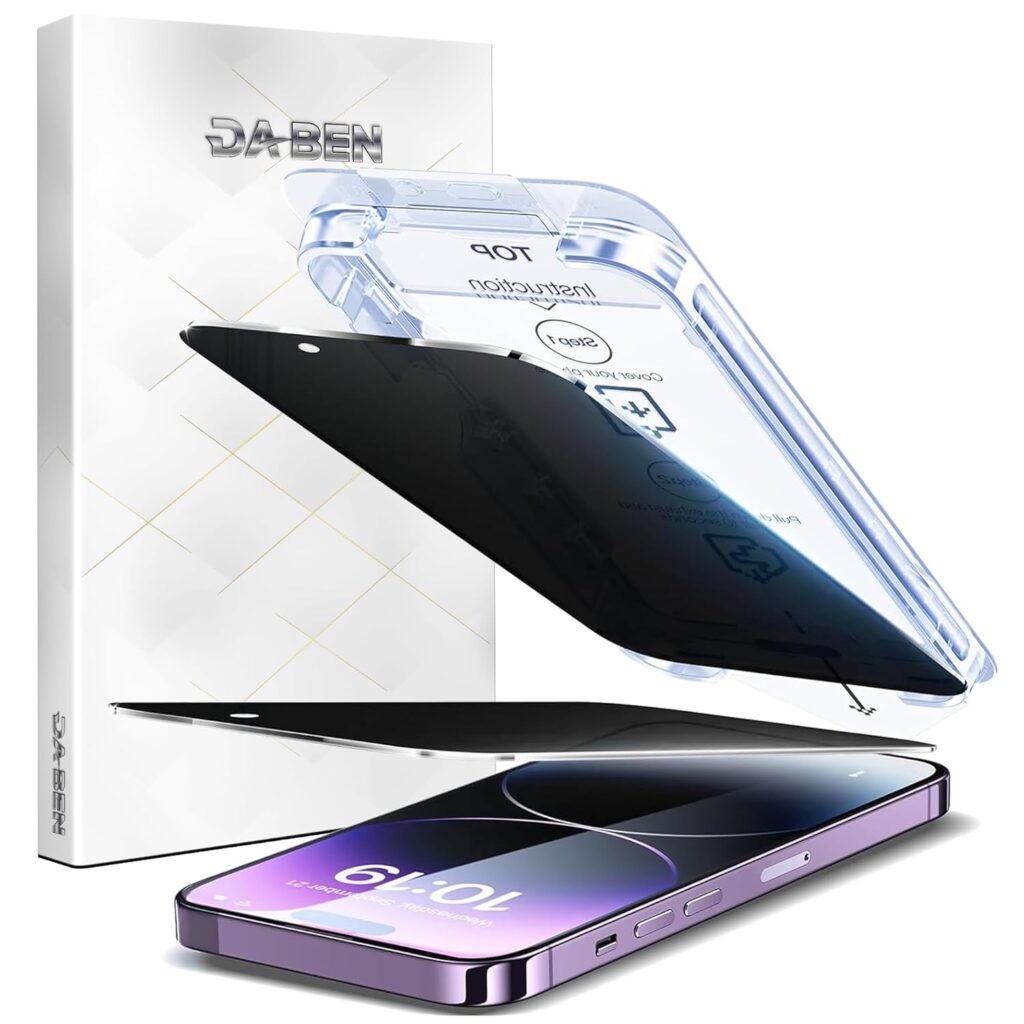 DABEN SnapFit Privacy Tempered Glass Screen Protector Guard for iPhone 14 Pro Max - (1 Pack)