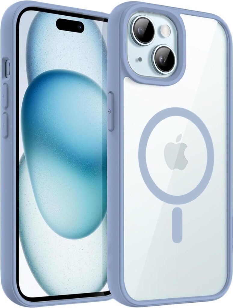 DIZORO Compatible iPhone 15 Case,Compatible with MagSafe, Non Yellow Military-Grade Drop Protection & Hard PC Back Cover Slim Transparent Anti-Scratch Shockproof Phone Case - Official Blue.