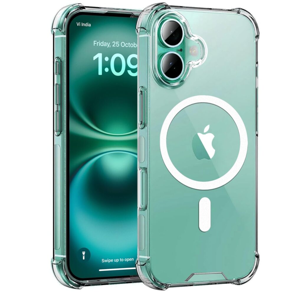 EGOTUDE Shockproof Case Strong Magnet Case for iPhone 16 Polycarbonate Hard Back Transparent Cover Compatible with Mag-Safe
