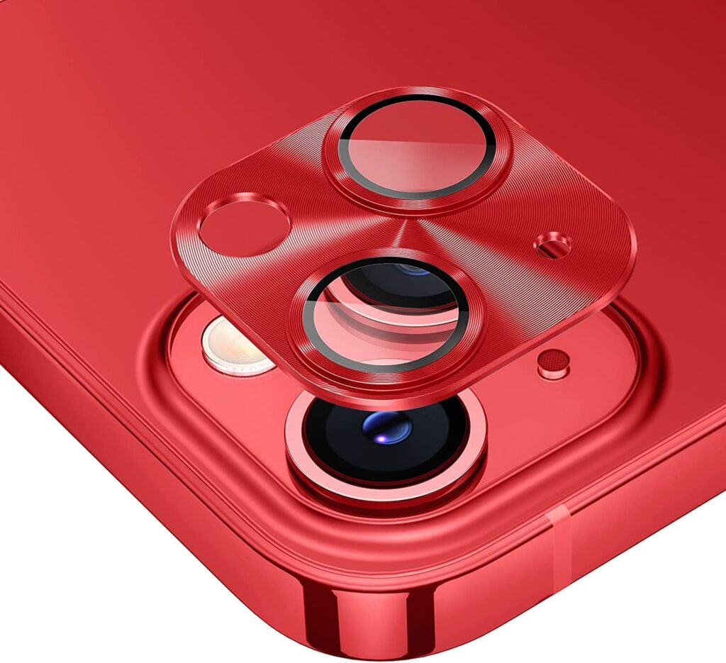 ELEF Camera Lens Protector For iPhone 14 Plus Anti Scratch Full Metal Aluminum Camera Protector For iPhone 14 Plus-Red