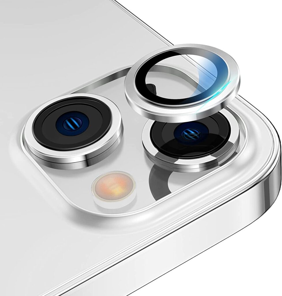 ELEF Camera Lens Protector Metal Ring For iPhone 14 Plus,14-Silver