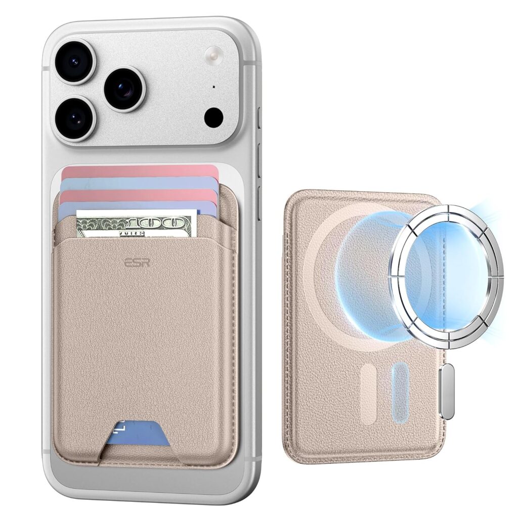 ESR for MagSafe Wallet, 5-Card Holder, Magnetic Wallet for iPhone,RFID Blocking,3200 g Magnetic Strength,Ultra-Slim for iPhone 17/16/15/14/13/12,Google Pixel 10/Pro/Pro XL,Not for Mini,Desert Titanium