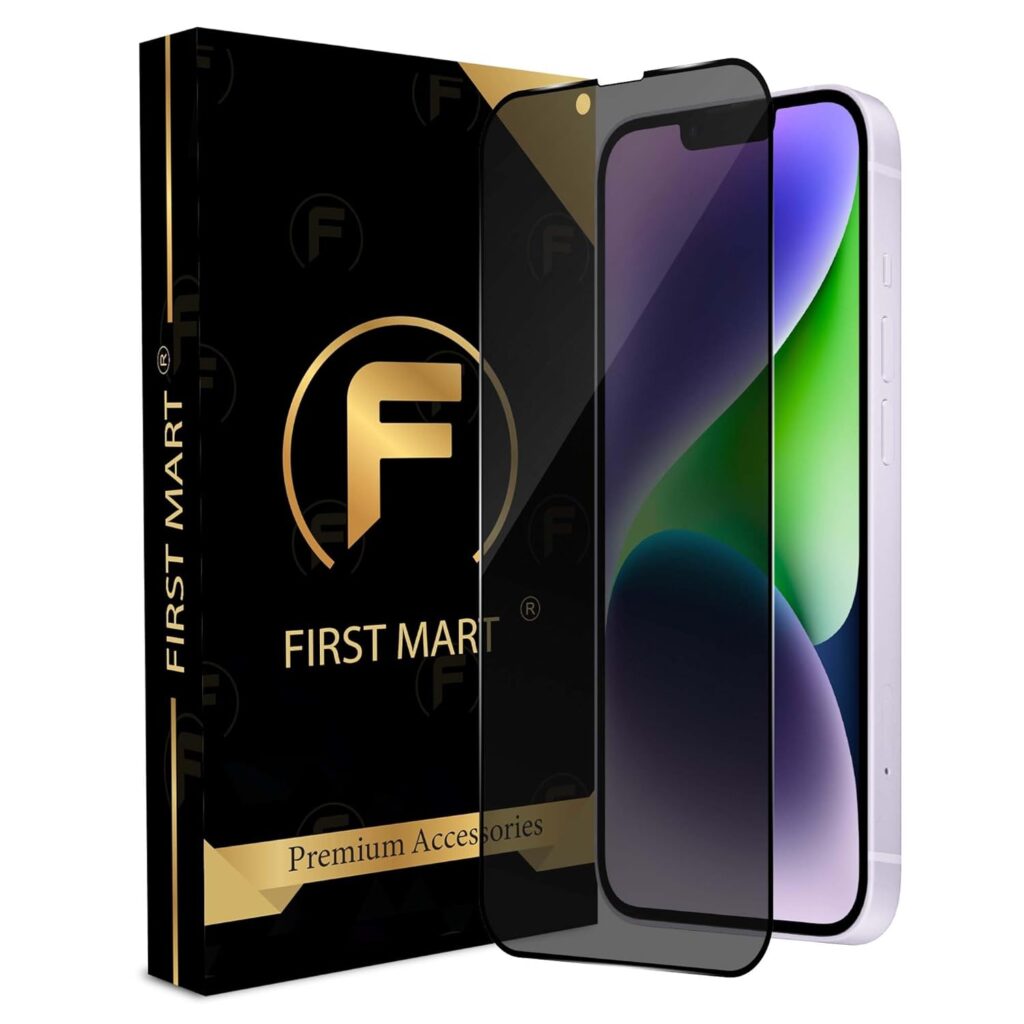 FIRST MART Military-Grade Privacy Tempered Glass for iPhone 14 Plus and iPhone 13 Pro Max (6.7 Inch) With Edge to Edge Screen Coverage and Installation Kit | Anti Spy Protection
