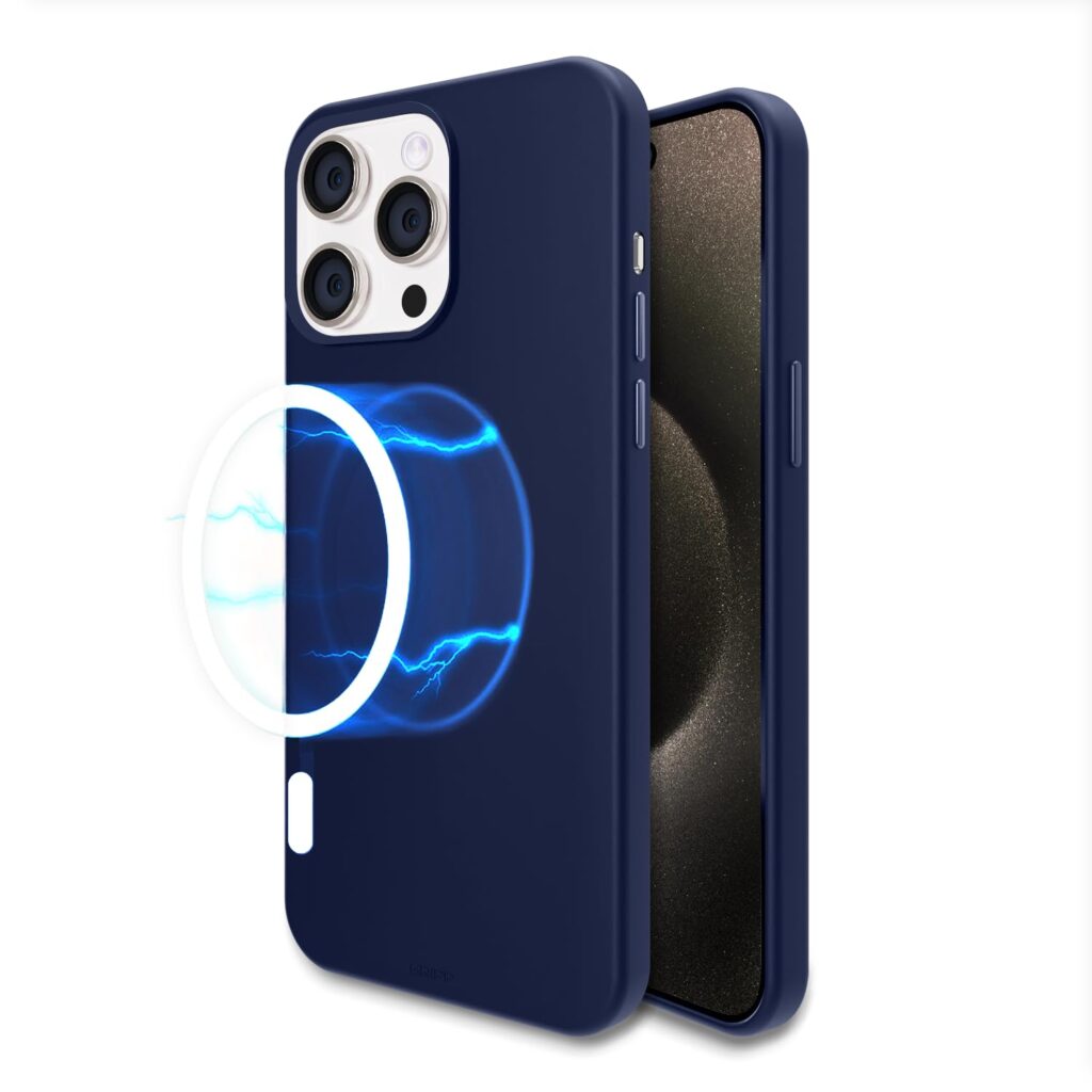 GRIPP Rubon with Mag-Safe Slim-Fit Case Compatible with iPhone 15 Pro Max (6.7") Lightweight Matte Texture Liquid Silicone Material with 360-Degree Protection Back Cover - Dark Blue