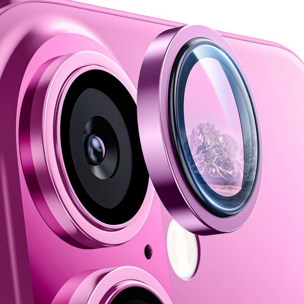 GadgetBite Orbix Camera Lens Protector for iPhone 16 & Plus, Tempered Glass Lens Ring Cover (Pink)