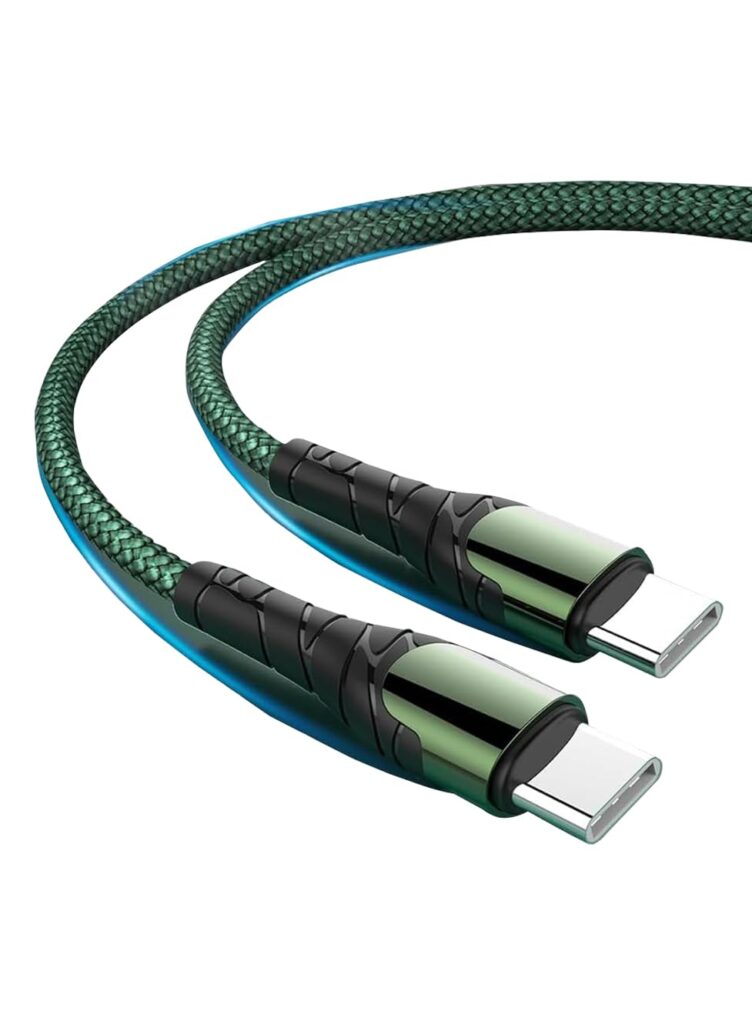 Glassoloy Type C to Type C Cable, 1M PD 60W Fast Charging USB C Cable, 480Mbps Data Transfer Cable Nylon Braided C to C Type for iPhone 17/17 Pro/17 Pro Max/16/15, Galaxy S25/S24/S23, MacBook, iPad