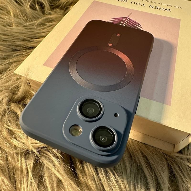 Gradient Mag-Safe Case for iPhone 14 Plus | Soft Silicone Shockproof Cover with Camera Protection | Slim Lightweight Design | Smooth Touch & Durable - Grey